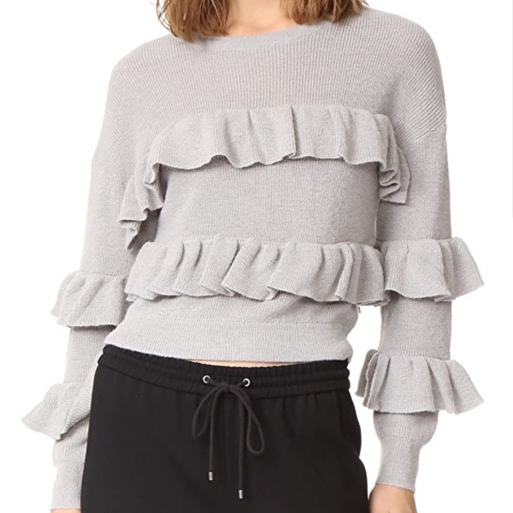 English Factory gray ruffle sweater. Worn once.
